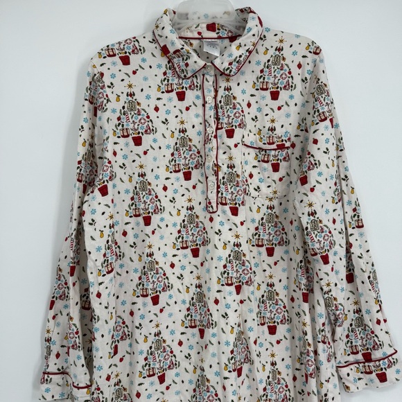 Lands’ End Womens Flannel Night Shirt Gown Size 18 Holiday Christmas Nautical - Picture 4 of 12